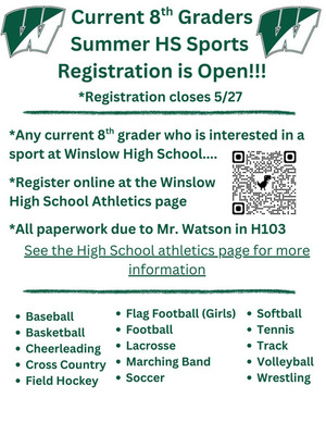 8th Graders can Register for Summer Sports!